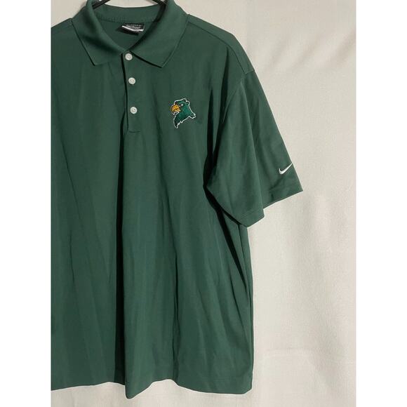 Nike Golf Dri Fit Mens Size Medium Green Polo Shirt Green Eagle Logo - Picture 3 of 12